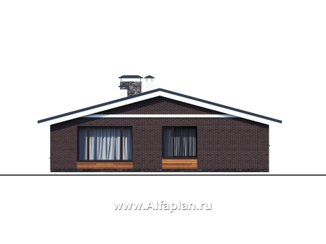 «Веда» - проект одноэтажного дома с сауной, с террасой, с двускатной крышей - превью фасада дома