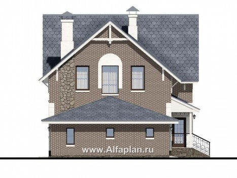 Проект дома с мансардой из газобетона «Оптима», планировка 3 спальни, с гаражом - превью фасада дома