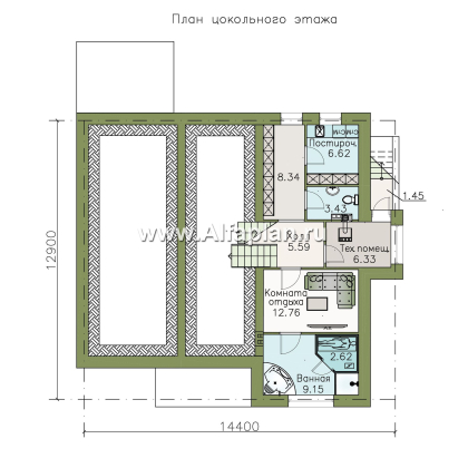 «Двенадцать месяцев» - современный проект полутораэтажного коттеджа - превью план дома