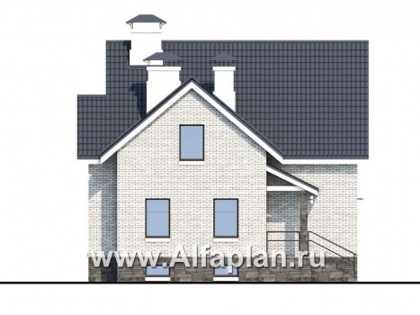 «Сапфир» - проект двухэтажного дома с мансардой, с сауной в цокольном этаже, с панорамным остеклением в современном стиле - превью фасада дома