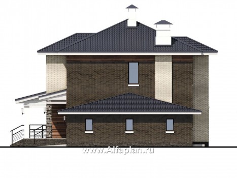 «Светлая полоса» - проект двухэтажного дома, современный стиль, с террасой и с гаражом - превью фасада дома