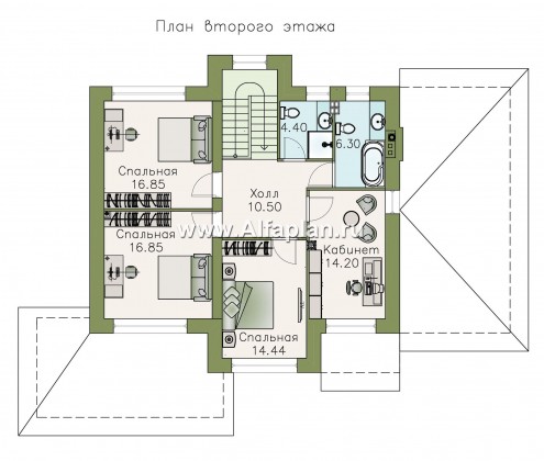 «Светлая полоса» - проект двухэтажного дома, современный стиль, с террасой и с гаражом - превью план дома