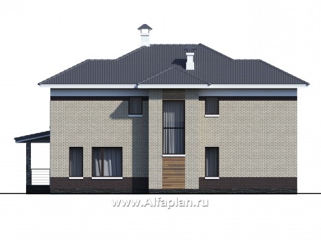 Проекты домов Альфаплан - «Фрида» - проект современного двухэтажного дома с удобной планировкой - превью фасада №3