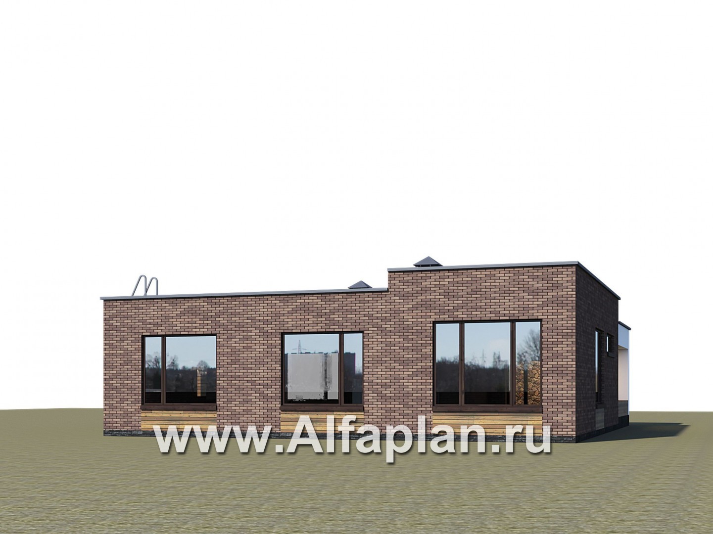 «Фортис» - проект одноэтажного дома с плоской кровлей, и грилем на террасе, в стиле минимализм - дизайн дома №2