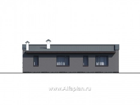 Проекты домов Альфаплан - Проект одноэтажного дома с тремя спальнями - превью фасада №3