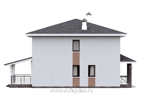 «Остров сокровищ» - проект простого двухэтажного дома из газобетона, с террасой - превью фасада дома