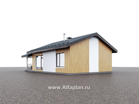 «Литен» - проект простого одноэтажного дома, планировка 2 спальни, с террасой и двускатной крышей - превью дополнительного изображения №6