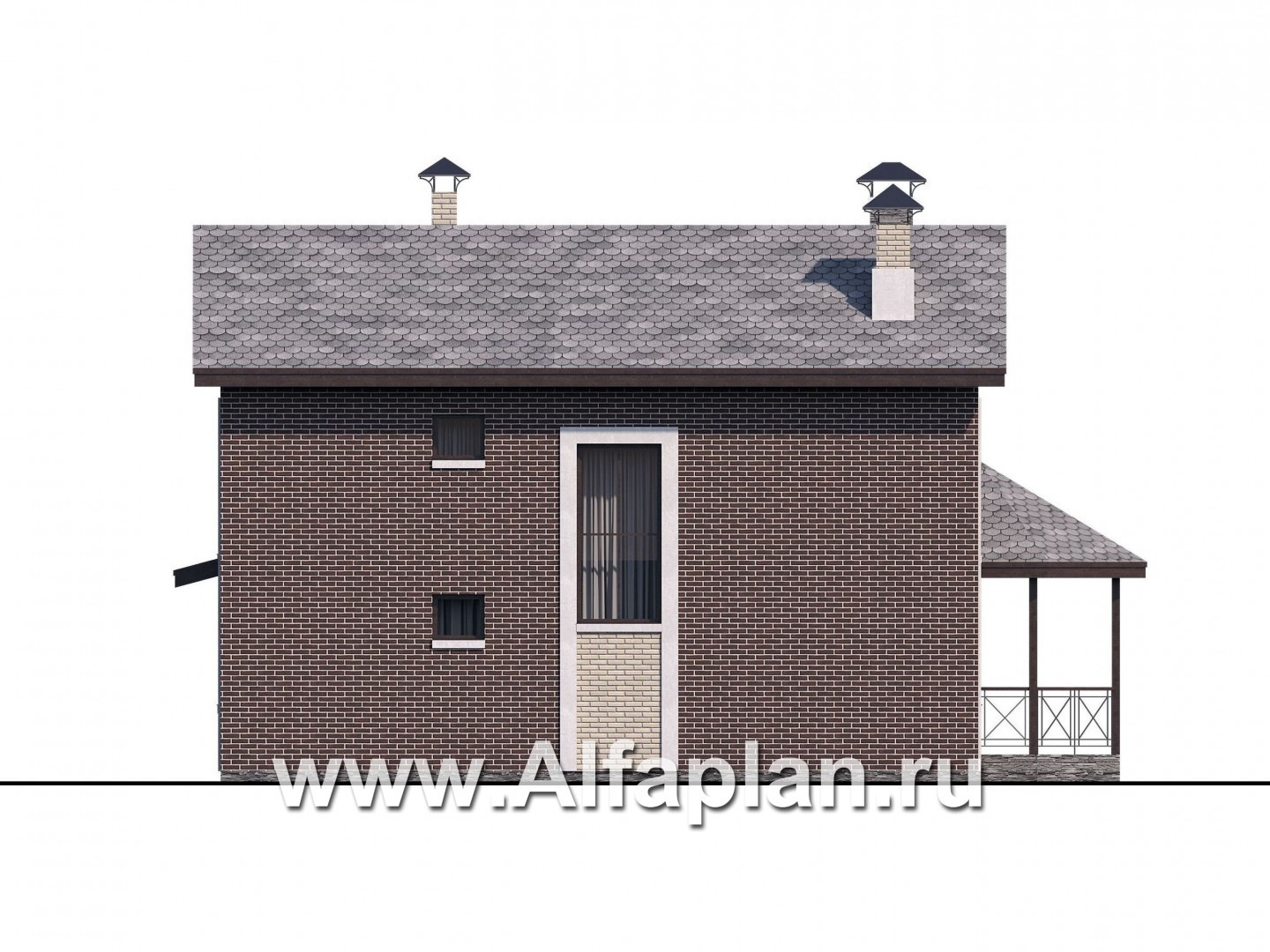 Проекты домов Альфаплан - «Притяжение» - красивый коттедж с эркером и террасой-беседкой - изображение фасада №4