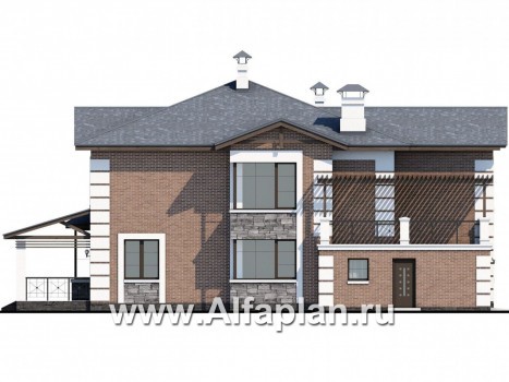 «Вяземский» - проект двухэтажного дома, с двусветной столовой и с террасой и балконом, удобная планировка - превью фасада дома
