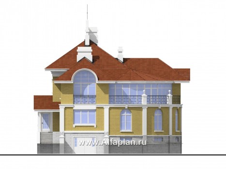 «Флоренция» - проект дома в классическом стиле,  с верандой, ис цокольным этажом - превью фасада дома