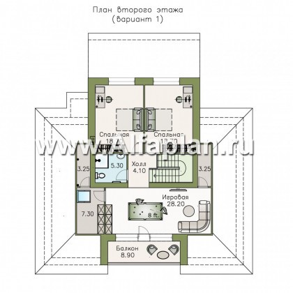 «Любвино» - проект дома с мансардой, с террасой и с биллиардной, в классическом стиле, русская усадьба - превью план дома