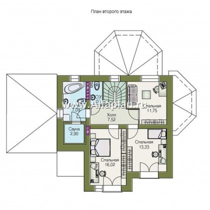 «Гармония» - проект двухэтажного дома, с террасой. с навесом для авто - превью план дома