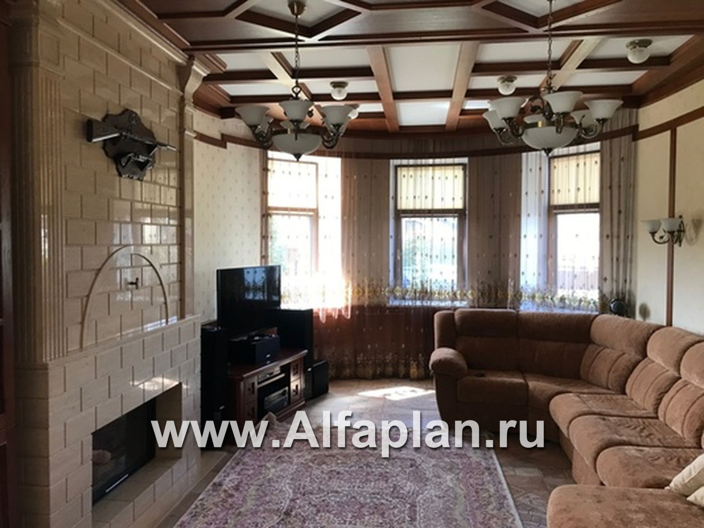 «Камелот» -  проект двухэтажного дома, с эркером башня, с террасой и с гаражом, в стиле замка - дизайн дома №6