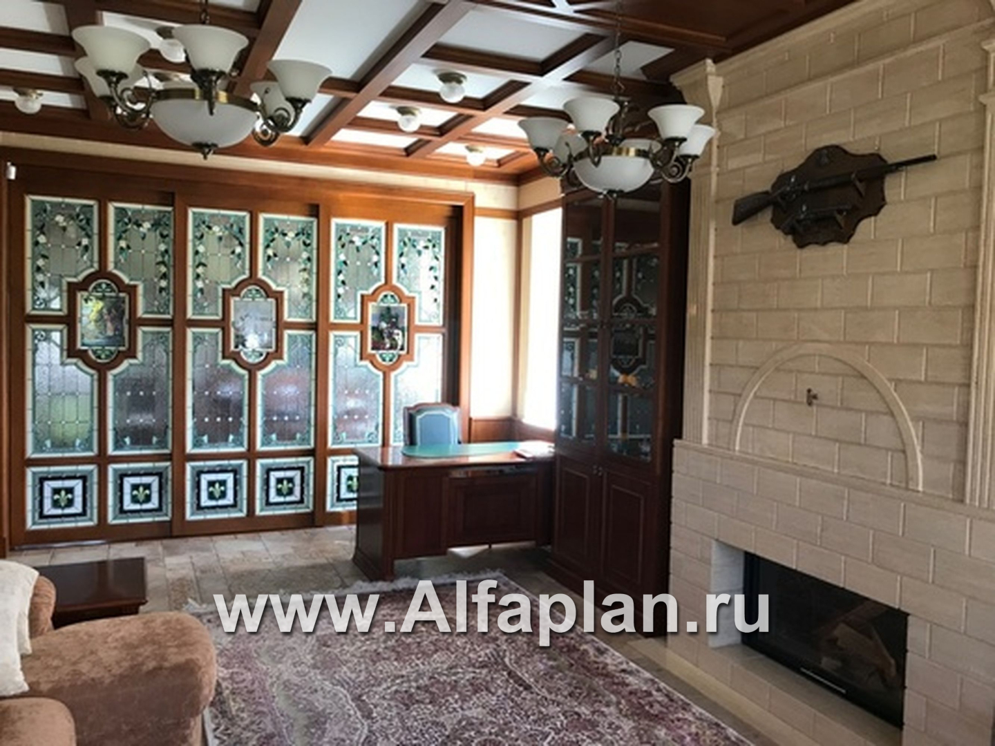 «Камелот» -  проект двухэтажного дома, с эркером башня, с террасой и с гаражом, в стиле замка - дизайн дома №8