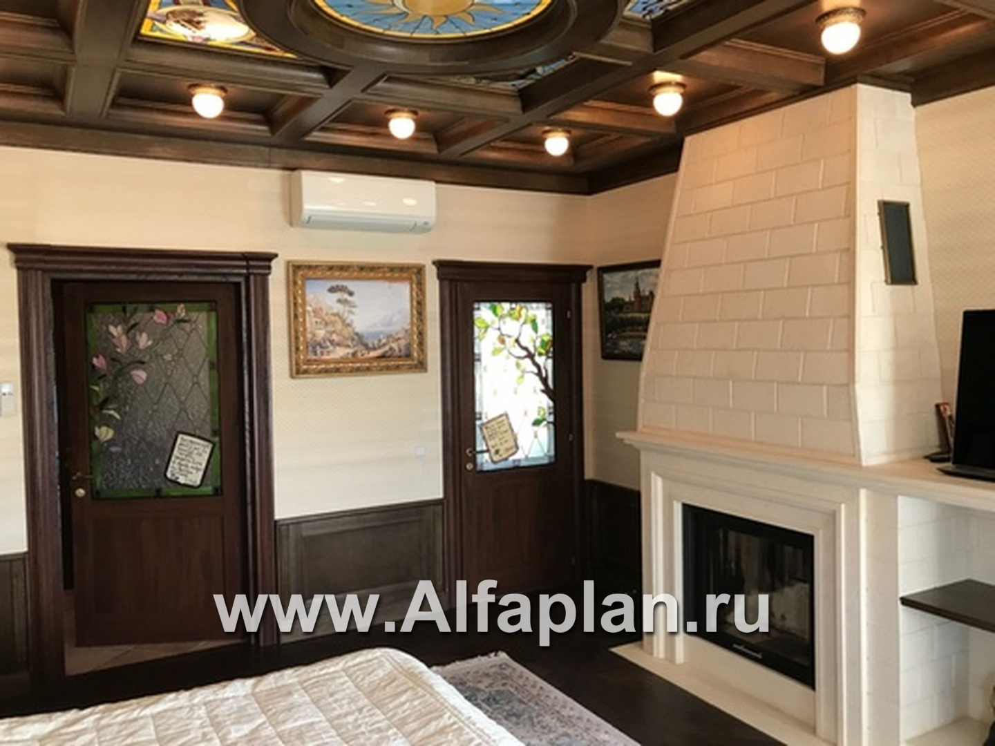 «Камелот» -  проект двухэтажного дома, с эркером башня, с террасой и с гаражом, в стиле замка - дизайн дома №9