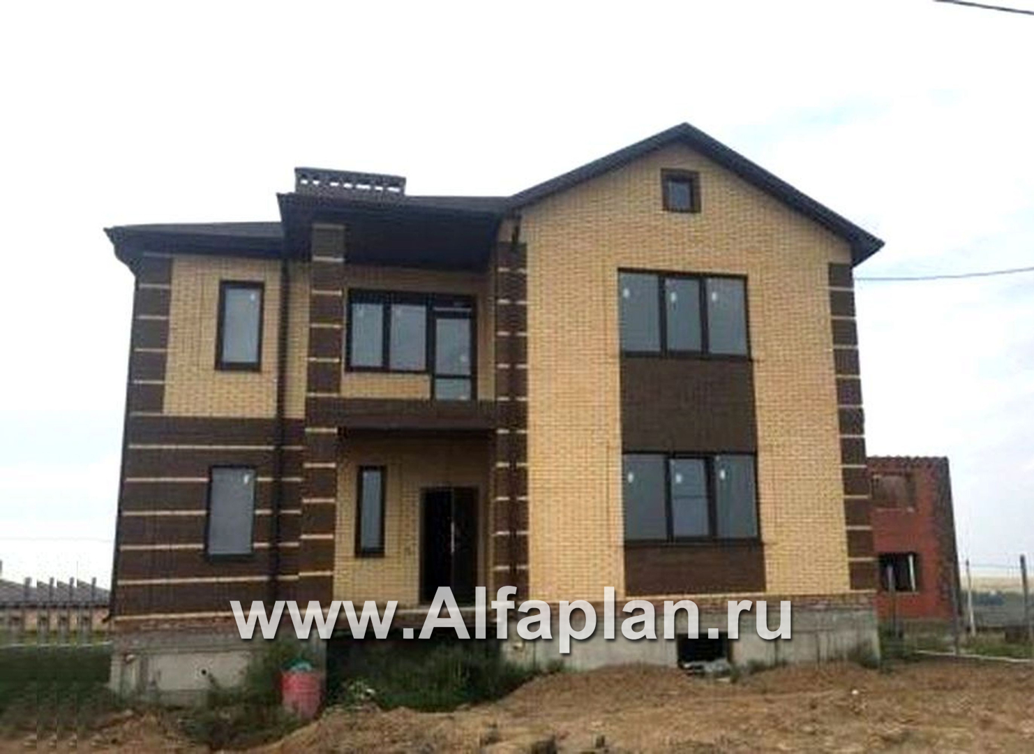 «Репутация» - проект двухэтажного дома из газобетона с фото, планировка с эркером и с террасой, английском стиле - дизайн дома №2