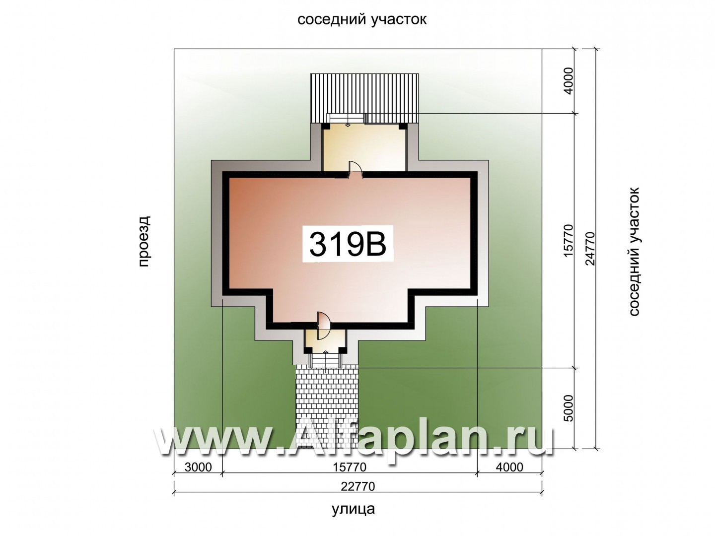 «Безоблачный» - проект одноэтажного дома (дача), с террасой, планировка 3 спальни - дизайн дома №2