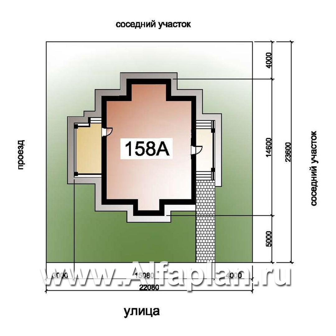 «Воплощение» - проект дома с мансардой из газоблоков, планировка с кабинетом на 1 эт, коттедж под пирамидальной кровлей - дизайн дома №3