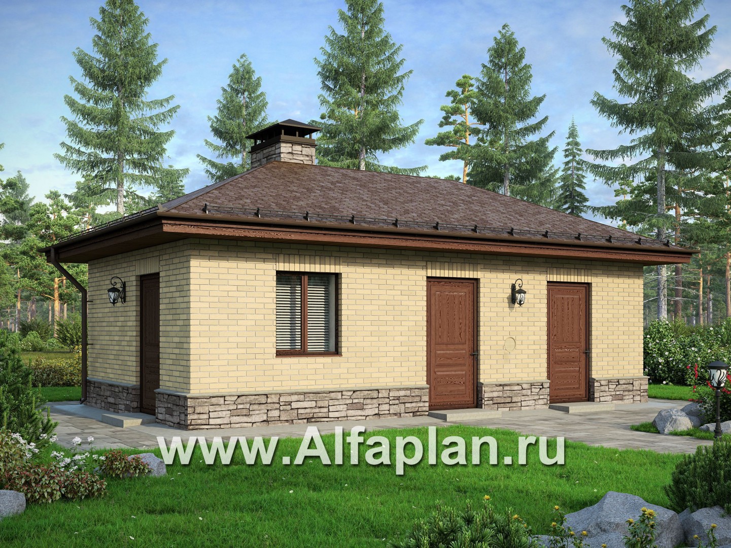 Проект хозяйственногой блока, с генераторной, котельной и кладовой - основное изображение