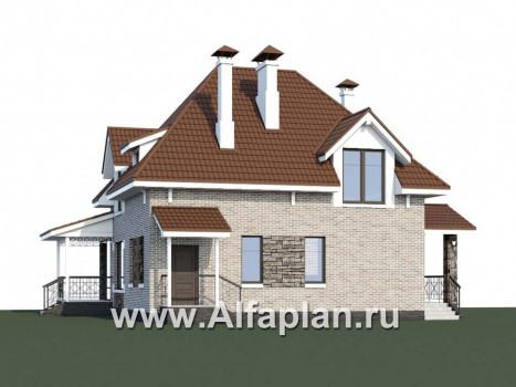 «Галант» - проект двухэтажного дома с мансардой, из кирпичей, с террасой со стороны входа - превью дополнительного изображения №1