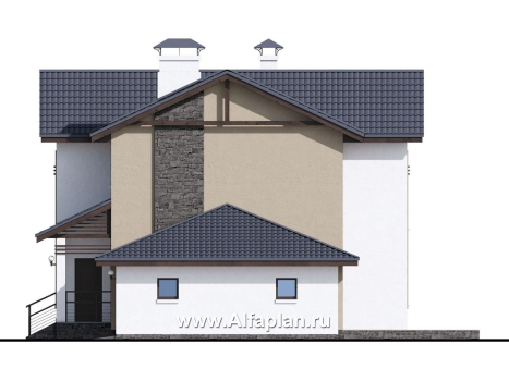 «Каюткомпания» - проект двухэтажного дома для небольшой семьи, с гаражом на 1 авто - превью фасада дома